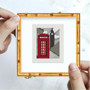 London Cross Stitch Pattern Digital Format PDF, mini cross stitch,little London, embroidery pattern,British cross stitch, Big Ben stitch image 1