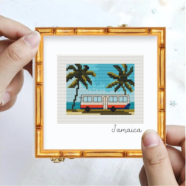 Jamaïque mini modèles de point de croix, Sea Cross Stitch Pattern PDF, Beach Cross Stitch, mini travel Pattern, petit paysage, Cross Stitch Pdf