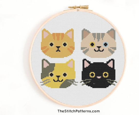 Modern Cross Stitch Pattern, Cat Cross Stitch Pattern, Cat Lovers