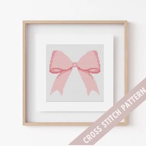 Bow cross stitch pattern, Coquette Bow Cross Stitch PDF,Digital Download,Beginner friendly, PDF Pattern, Stitch Guide, needlepoint Pattern