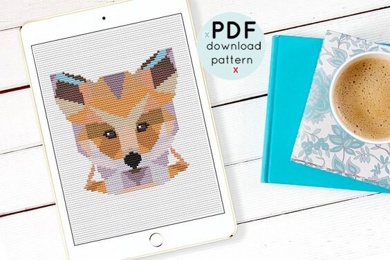 Pattern Baby Fox Modern Baby Fox Cross Stitch PDF Pattern, Baby Fox Embroidery Pattern ...
