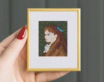 Renoir Portrait Kreuzstichmuster: Mini-Zählkarte (PDF-Karte) berühmtes Gemälde Projekt