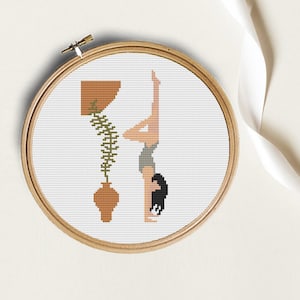 Yoga Cross Stitch Pattern PDF,Meditation Embroidery Pattern, Counted Cross Stitch, Female cross stitch pattern, Instant PDF Download
