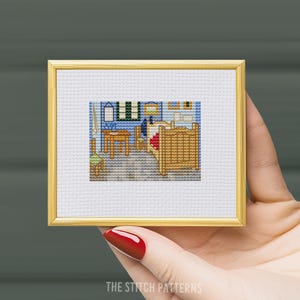 Arte de punto de cruz, Dormitorio en Arlés, Vincent Van Gogh, Mini punto de cruz, punto de cruz pequeño, bordado artístico, patrón artístico en PDF, miniatura
