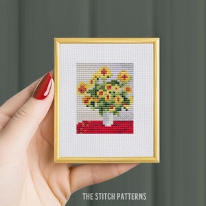 Sunflowers by Claude Monet, cross stitch Pattern,  PDF Download, Monet painting, mini cross stitch, museum cross stitch, gallery wall art