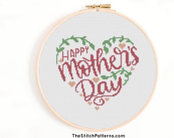 Happy Mothers day Cross Stitch Pattern,Mothers day gift, Counted Cross Stitch Pattern PDF, DIY Gift for Mum, cross stitch,cross stitch Chart
