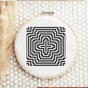 Monochrome Cross Stitch Pattern, Abstract stitch chart, Geometric x-stitch Pattern, Small Cross Stitch Chart,Instant Download PDF,Stitch PDF