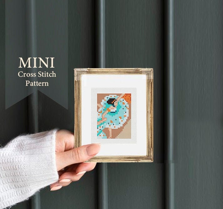 Dancer in green, Edgar Degas painting, MINI CROSS STITCH pattern, mus…