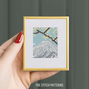 "Tiny "Mount Fuji" von Hiroaki Takahashi, Kreuzstichmuster, Mini-Meisterwerke, Naturkreuzstich, Landschaftskarte, DIY Geschenkkünstler."