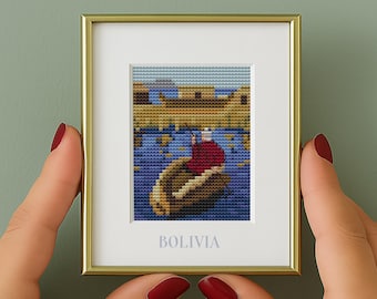 Bolivia Landscape Cross Stitch Pattern: Modern Travel Art (PDF Pattern)