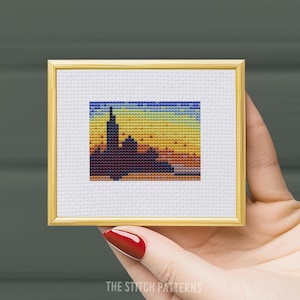 Tiny Twilight Venice, Claude monet mini, mini cross stitch, Digital download patterns, Counted Cross Stitch Pattern, Modern Cross Stitch