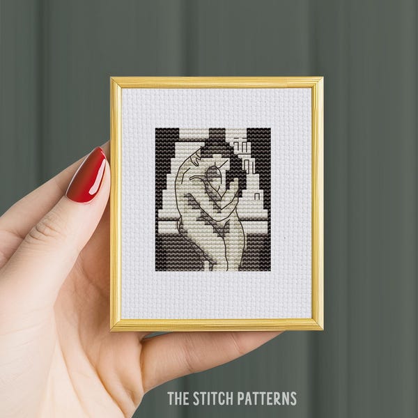 The Kiss Cross Stitch Pattern, Edvard Munch, Mini Art (Digital Pattern)