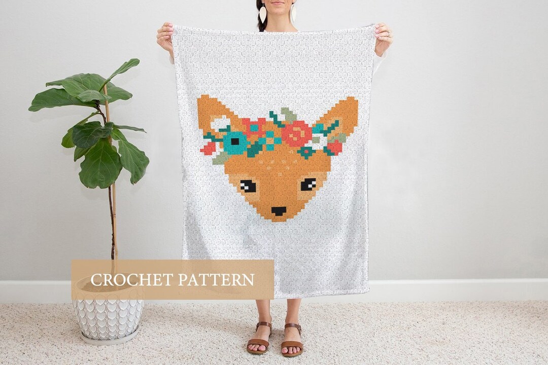 CROCHET PATTERN Woodland Deer Blanket C2C Crochet Pattern, Woodland
