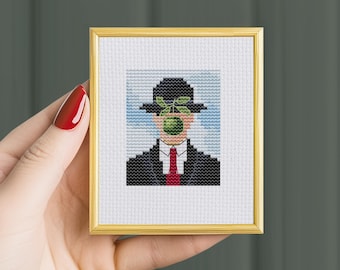 Mini "The Son of Man" Cross Stitch Pattern: Modern Art (PDF Pattern)