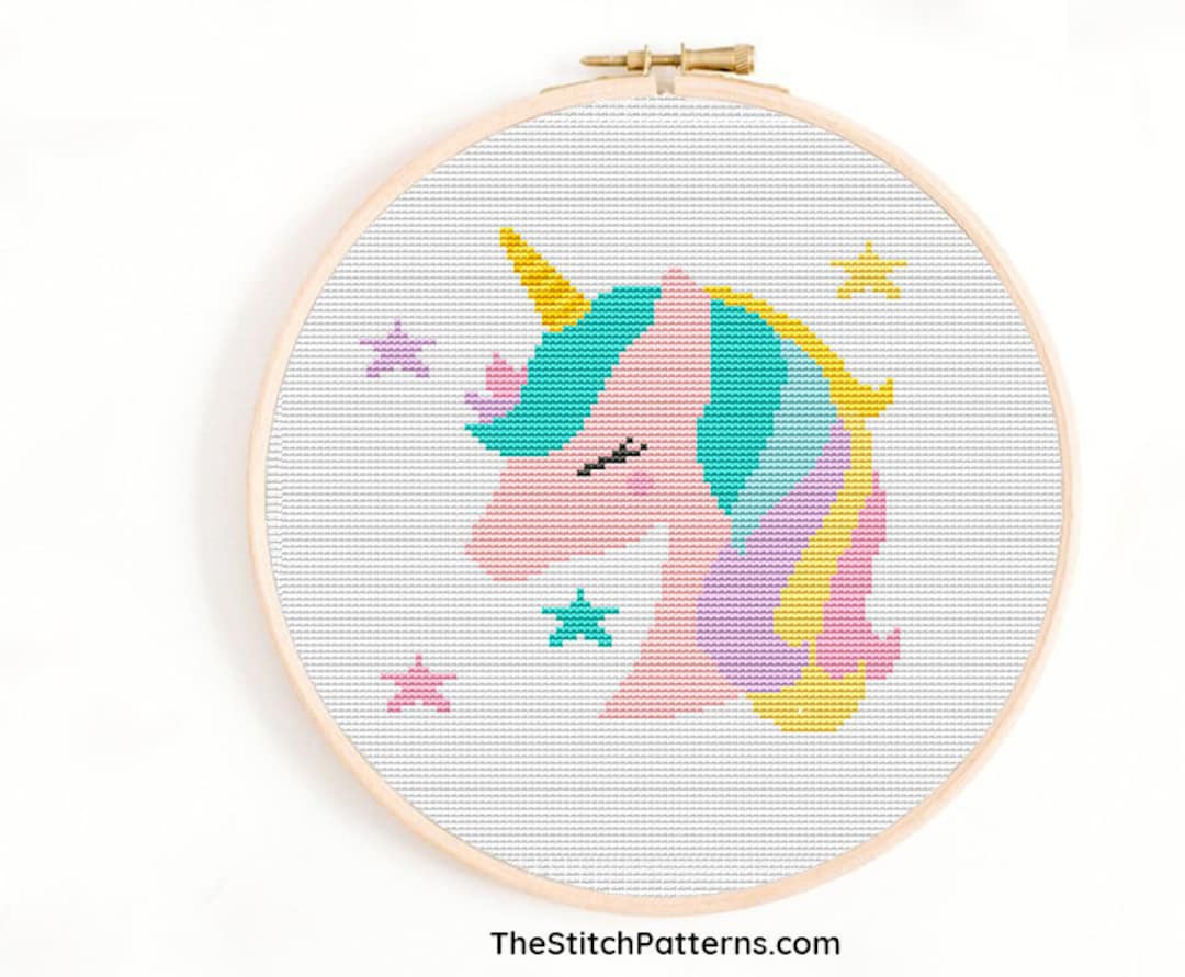 Unicorn Cross Stitch Pattern PDF, Girl Cross Stitch, Unicorn Embroidery, Modern Cross Stitch