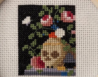 Modern cross stitch pattern "Tiny Vanitas Still Life - Jan van Kessel", Miniature art cross stitch, vintage cross stitch, crafts, gifts, DIY