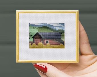 Georgia O'Keeffe Cross Stitch Pattern: My Shanty, Lake George (PDF) beginner friendly counted chart