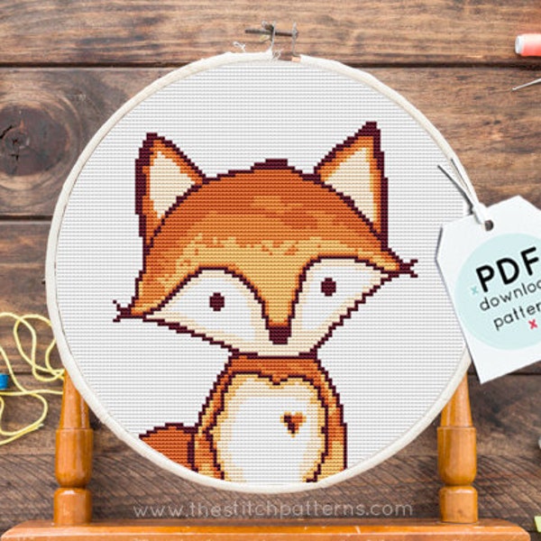 Baby Cross stitch pattern, Fox cross stitch, nursery cross stitch,PDF pattern, Modern cross stitch,Little fox, Woodland cross stitch, DIY