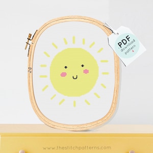 Happy sun Cross Stitch,  sun Cross Stitch, space Cross Stitch, Modern Cross Stitch Pattern, PDF Instant Download, nursery cross stitch PDF