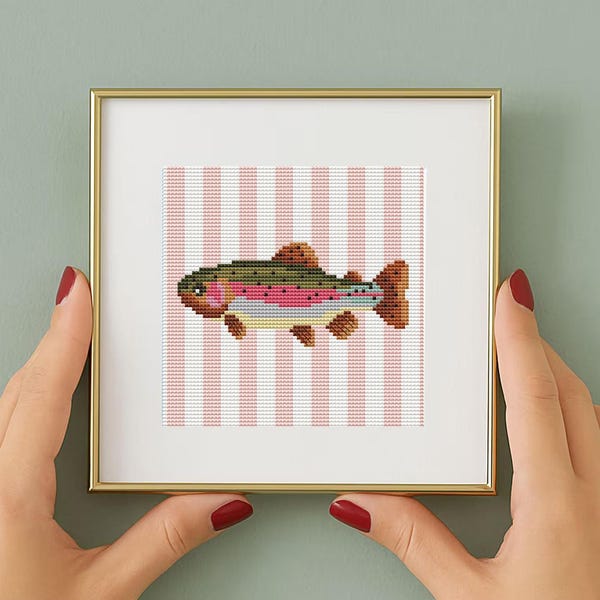 Coastal Fish Cross Stitch Pattern: Nautical Stripes (Digital Download)