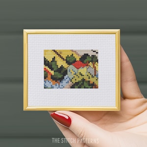 Mini modèle de point de croix Van Gogh, vallée avec laboureur (modèle PDF)