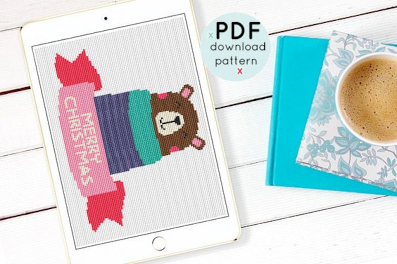 instant Download PDF Cross Stitch pattern,Crochet Graph Pattern Set of 4 cross stitch pattern,Holiday Cross Stitch Pattern,Christmas Decor