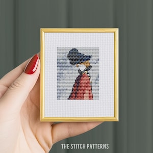Mini padrão de ponto cruz, Elegante em capa vermelha, por Henry Somm, gráfico de ponto cruz de arte, padrão em PDF, presente DIY, artesanato para amantes da arte, mini mestre