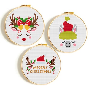 Merry Christmas cross stitch pattern SET,Cross Stitch Pattern,Christmas Cross stitch PDF, christmas cross stitch pattern,Winter Cross Stitch