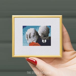 Kruissteekpatroon Mini, The lovers, Rene Magrite, kruissteekpatroon (digitale pdf-indeling), moderne kruissteektabellen TheStitchPatterns