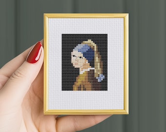 Girl with a Pearl Earring: Vermeer Cross Stitch Pattern (PDF Pattern) famous painting chart