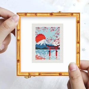 Schema punto croce Giappone, regalo Giappone, schema punto croce, schema viaggio xstitch, punto croce paesaggio, piccola land art, punto croce Giappone