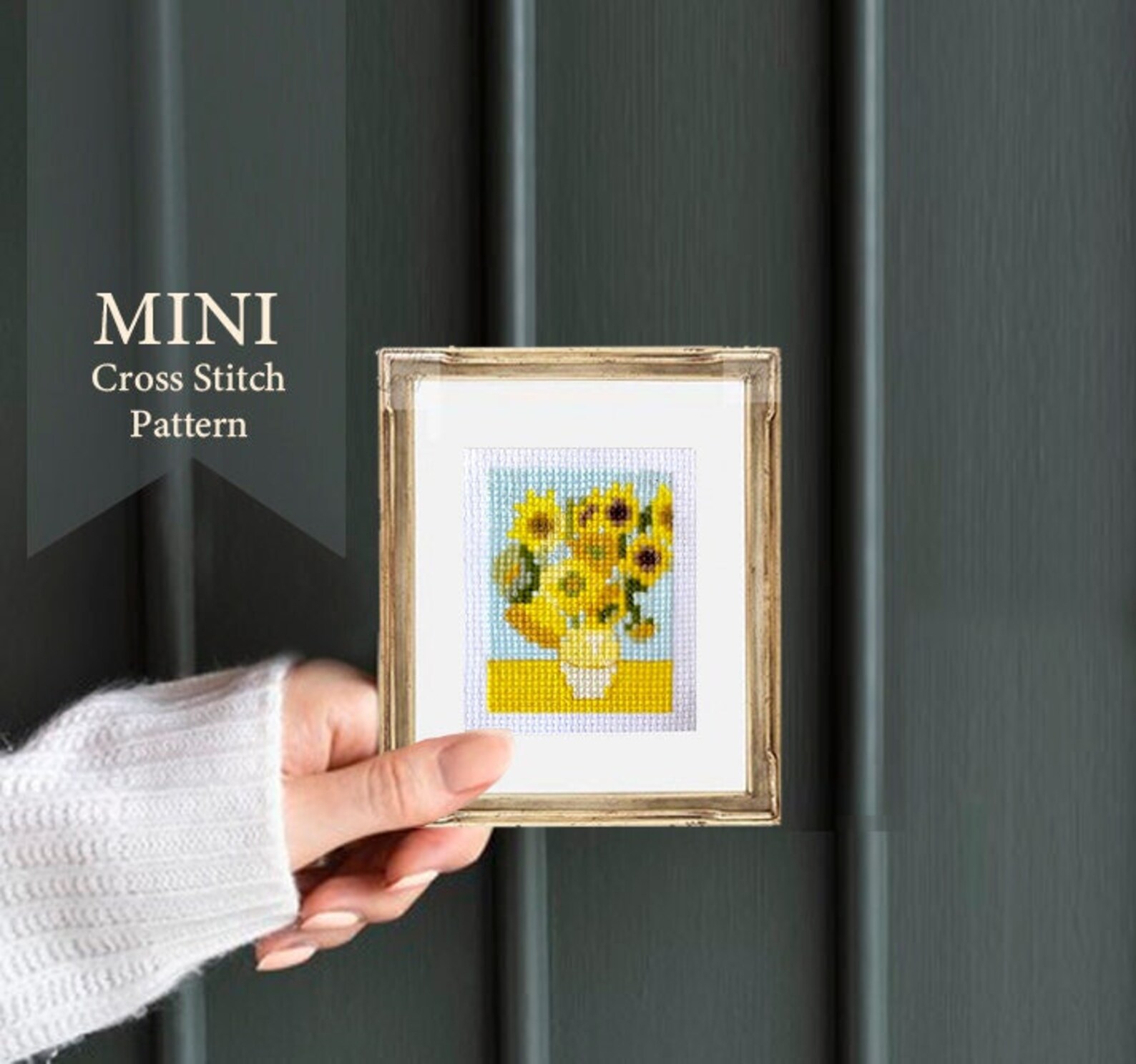 Mini Cross Stitch Van Gogh Sunflowers Cross Stitch Pattern Etsy UK