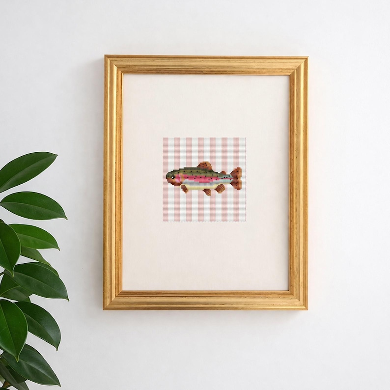 Coastal Fish Cross Stitch Pattern: Nautical Stripes (Digital Download) image 3