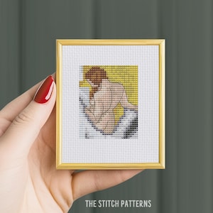 Mini cross stitch pattern Modern tiny art - Woman with a towel, Edgar Degas - Famous art Tiny miniature painting cross stitch PDF pattern