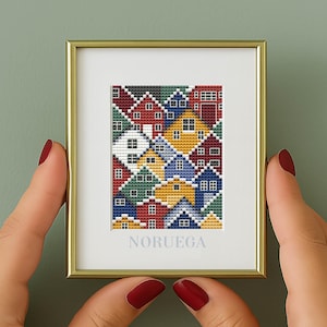 Norway, mini cross stitch pattern, Norway small xstitch, house cross stitch, travel mini patterns, city embroidery, DIY cross stitch, chart