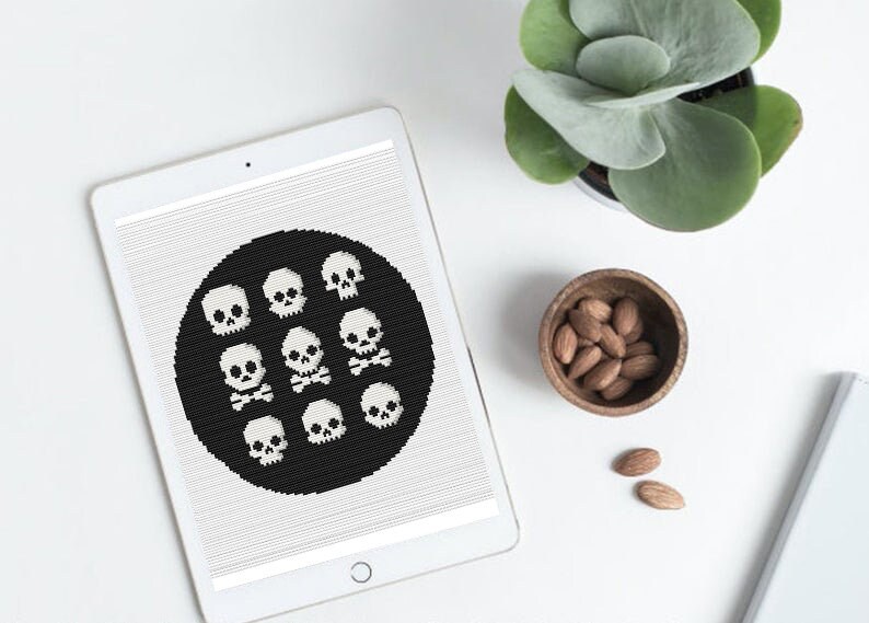 Skeleton Cross Stitch Pattern, Skull Pattern, Skull Embroidery PDF ...