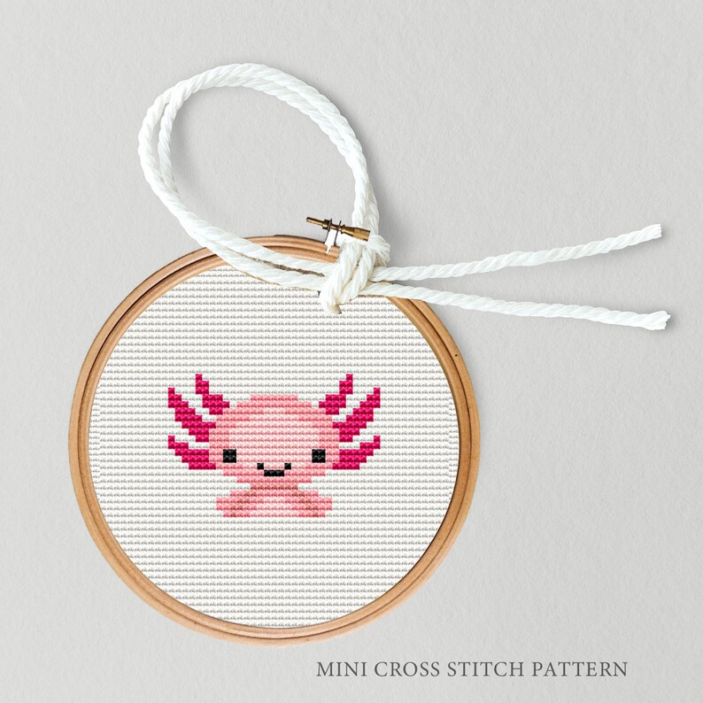 Axolotl cross stitch pattern, Embroidery axolotl, Axolotl hand stitch, Axolotl gifts, animals needlework, modern cross stitch, kids stitch image 2