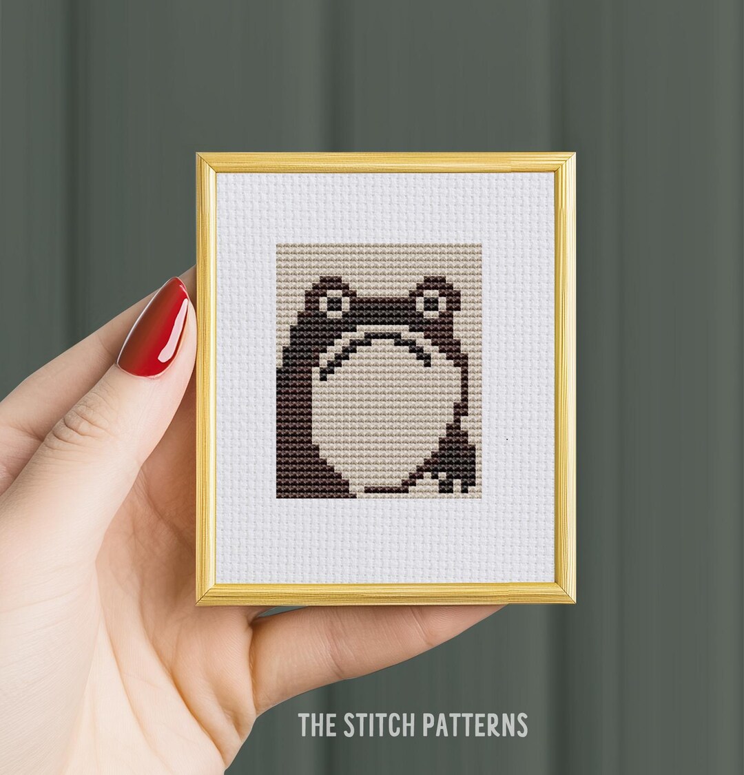 Mini Frog Cross Stitch Pattern: Matsumoto Hoji Japanese Art (PDF