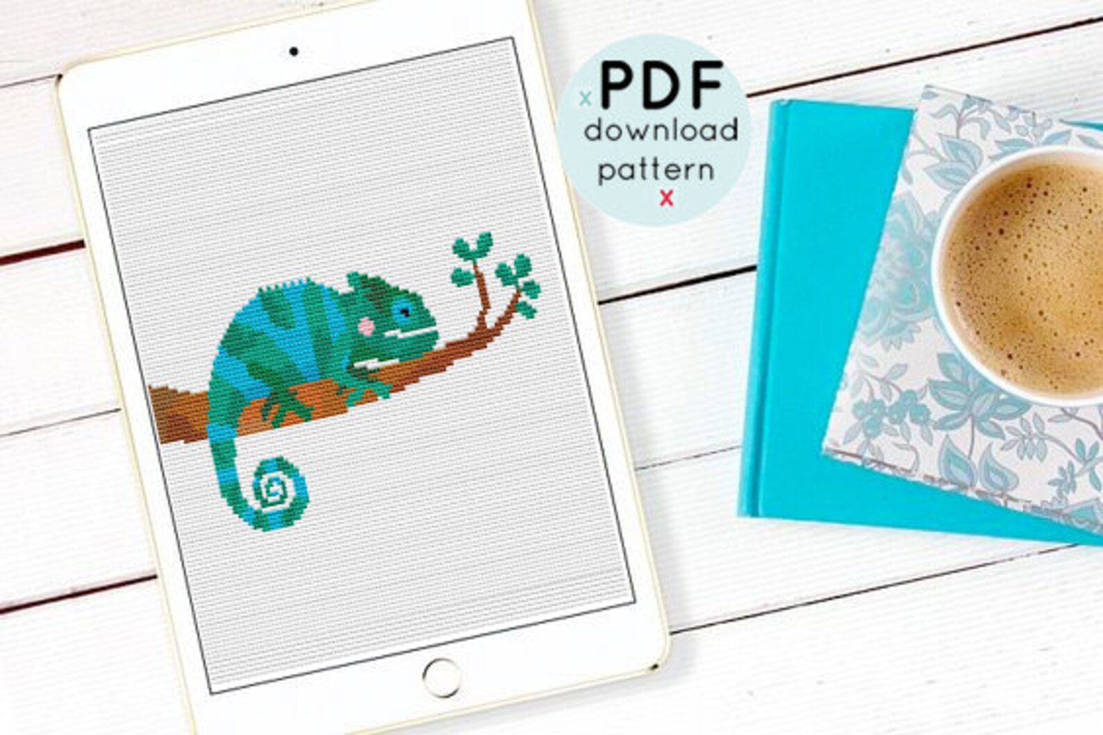 Chameleon Cross Stitch Pattern Nursery Animal Counted Cross Etsy