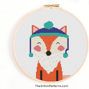 Fox cross stitch pattern,Holiday Cross Stitch Pattern,Christmas Decor wall art,instant Download PDF Cross Stitch pattern,Christmas Decor Art