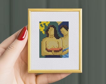 Gauguin "Två tahitiska kvinnor" korsstygnsmönster: Miniatyrkonst (PDF-mönster)