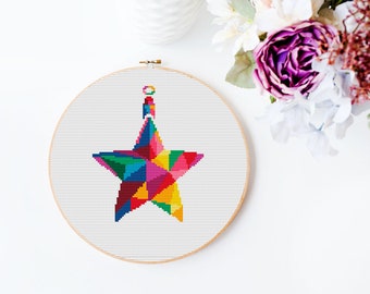 Christmas cross stitch stars,Star pattern,Christmas Scandinavian Embroidery stitches,Modern geometric cross stitch pattern,geometric pattern