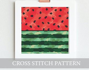 Watermelon Cross Stitch Pattern – Easy Beginner Embroidery (PDF Download)
