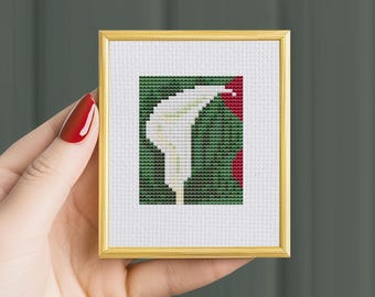 Mini Calla Lily Cross Stitch Pattern, Georgia Okeeffe Art (PDF Pattern)