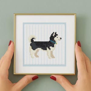 Husky Cross Stitch Pattern Pdf Digital Download Dog needlepoint Beginner Project Dmc Chart Modern Design Pet Portrait Needlework gift