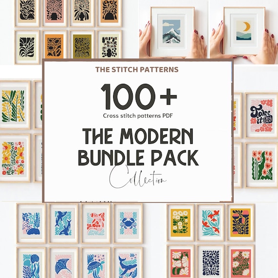 Mini Modern Cross Stitch Patterns: MEGA Bundle Pack (PDF Files)  100 and more charts,