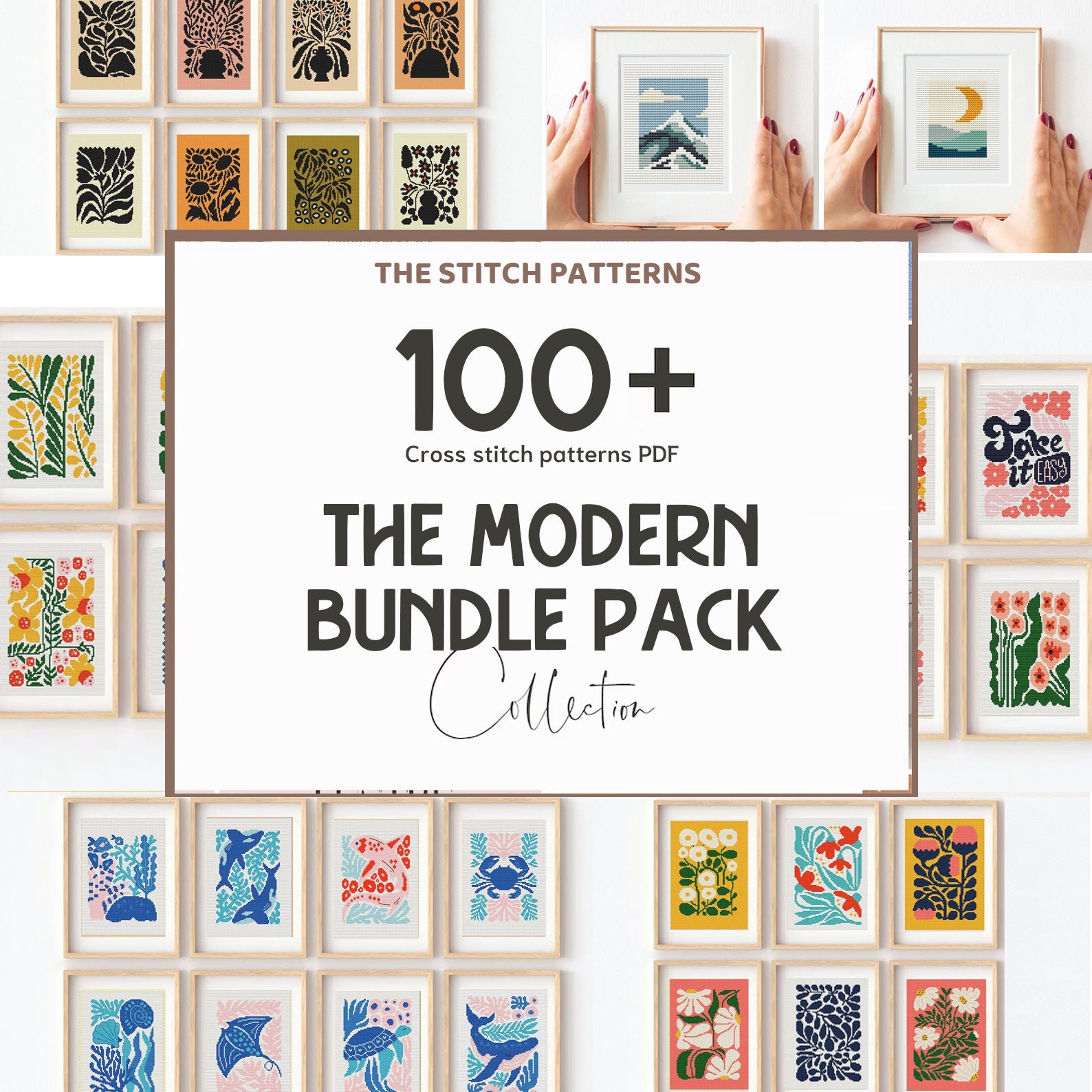 SUPER BUNDLE PACK, Mini Modern bundle pack cross stitch patterns, present and future, abstract patterns, Access lifetime, Pdf files,