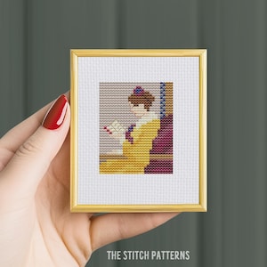Tiny &quot;the reader&quot; By Jean-Honoré Fragonard, Cross stitch Pattern PDF, mini cross stitch, small mini embroidery,  wall decor, ornaments, gift