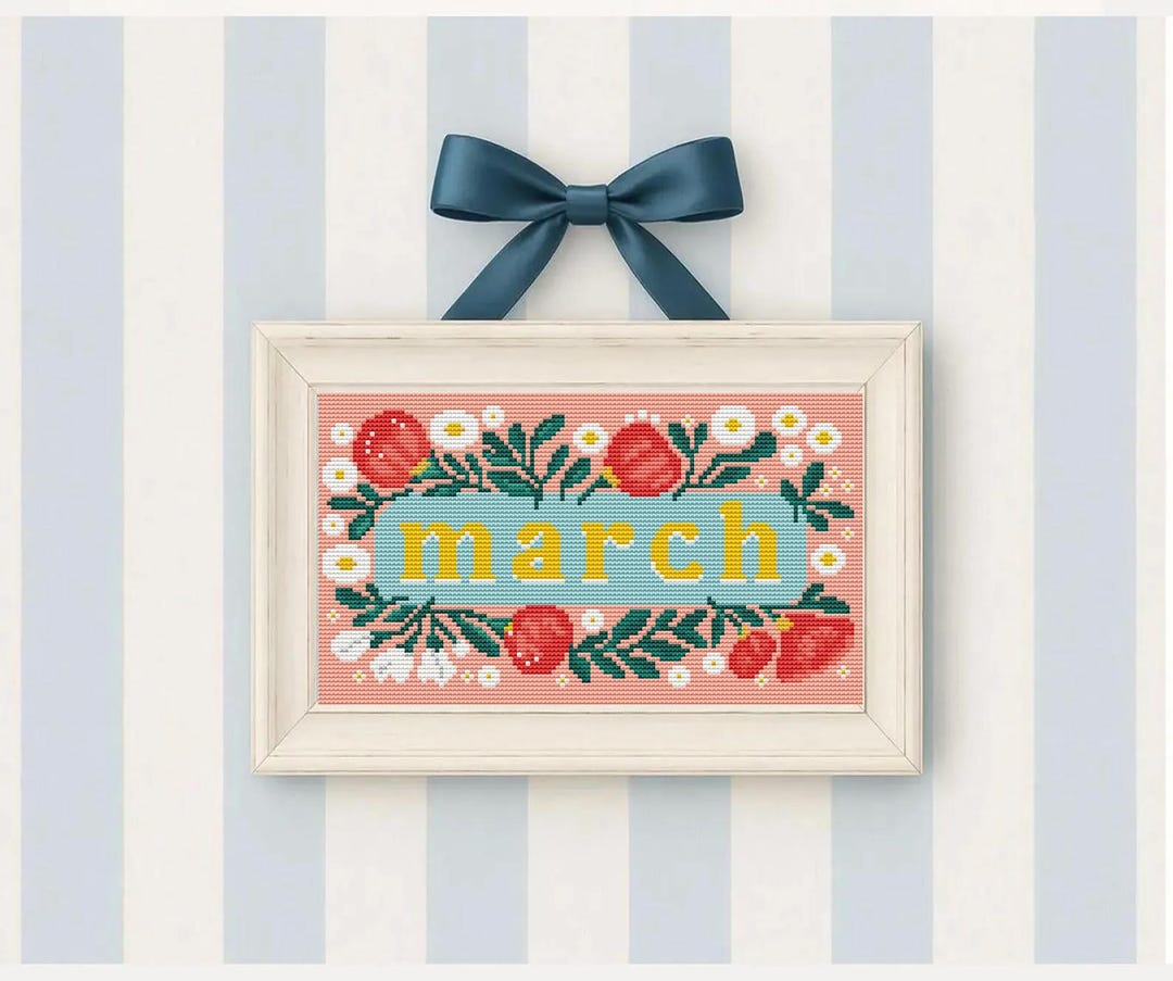March Pattern Sample March Cross Stitch Pattern, Monthly Sampler, Calendar Counted Chart ...