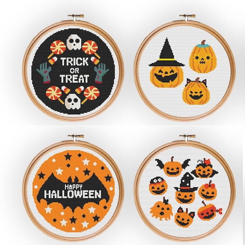 Happy Halloween Cross Stitch DIGITAL Pattern Pumpkin Cross Etsy Canada